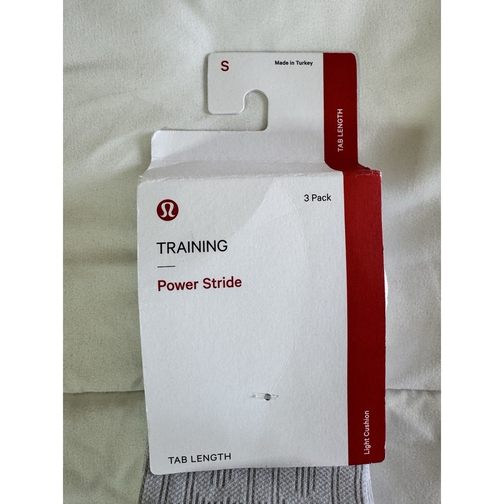 NWT Small Lululemon Power Stride Tab Socks *3 Pack WHT White $38 Low Cut - Picture 2 of 6